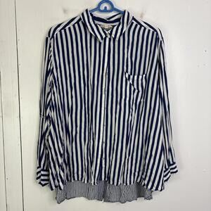 Jane And Delancey Top Womens 2X Button Up Striped Collar Lightweight Button Back